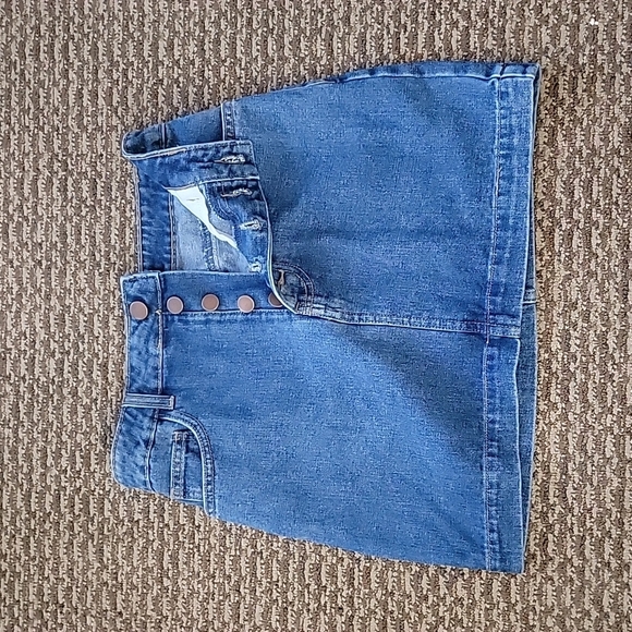 Forever 21 Button Up Rainbow Jean Skirt Small Blue - Picture 6 of 7